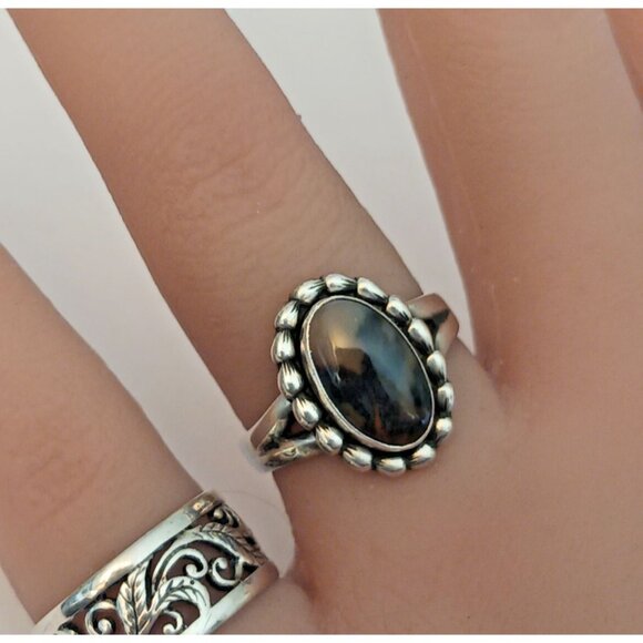 Native American Vintage Bell Trading Post petrified wood ring s6.5 (1592) - Picture 4 of 8